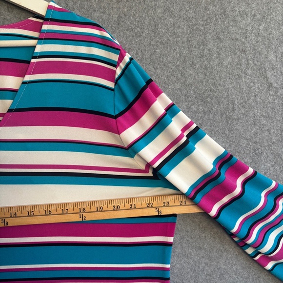 Calvin Klein Striped V-Neck Long Sleeve Top XL Blue, Pink, White - Picture 7 of 10